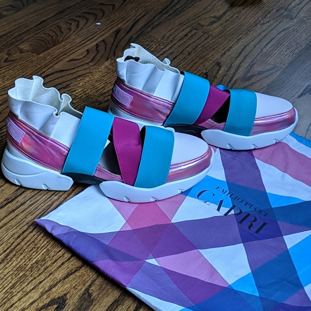 Emilio Pucci City Up Colourblock Ruffled Sneakers